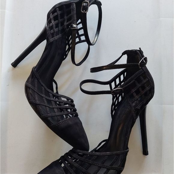 SCHUTZ Caged Suede Close Toe Pumps - Picture 14 of 14